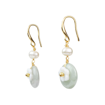 Jade Flower Charm Earrings
